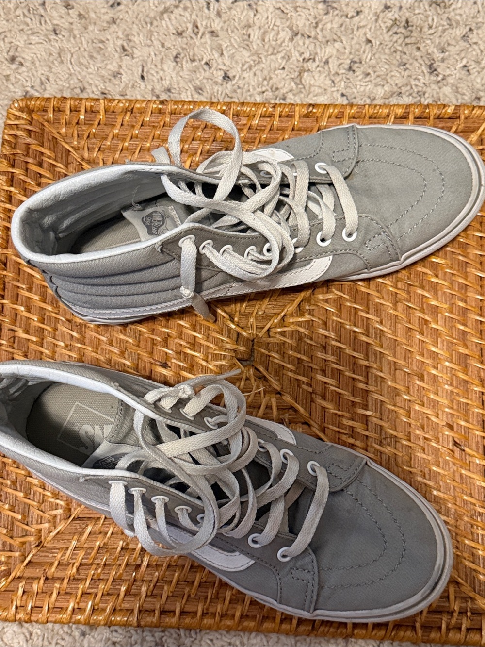 Vans Gray High-Top Sneakers with White Stripe